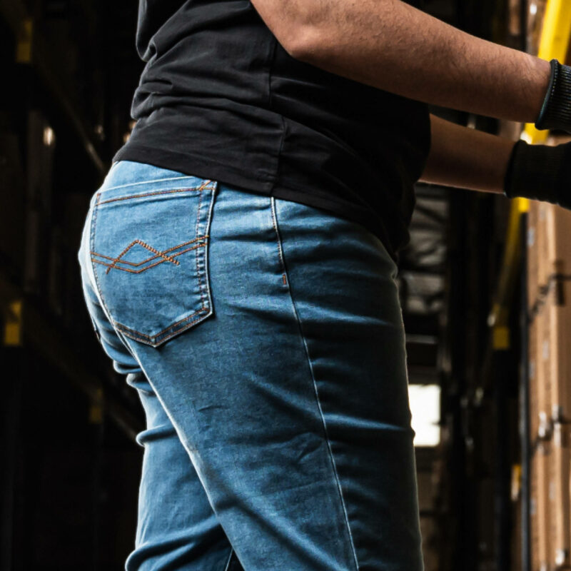 REBEL Ladies Workwear Jeans Mid Blue - Image 4