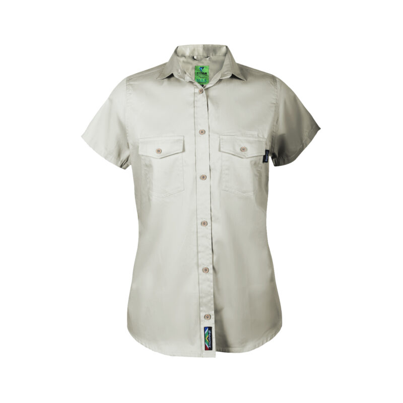 Titan Ladies Homegrown Short Sleeve Bush Shirt Stone