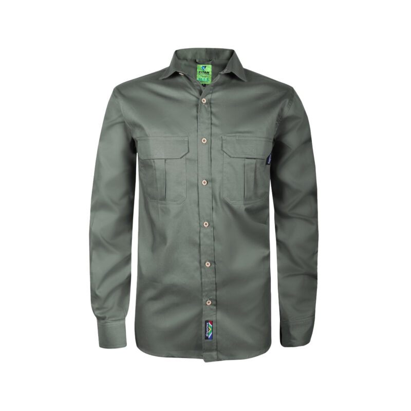 Titan Men's Homegrown Long Sleeve Bush Shirt Fatigue