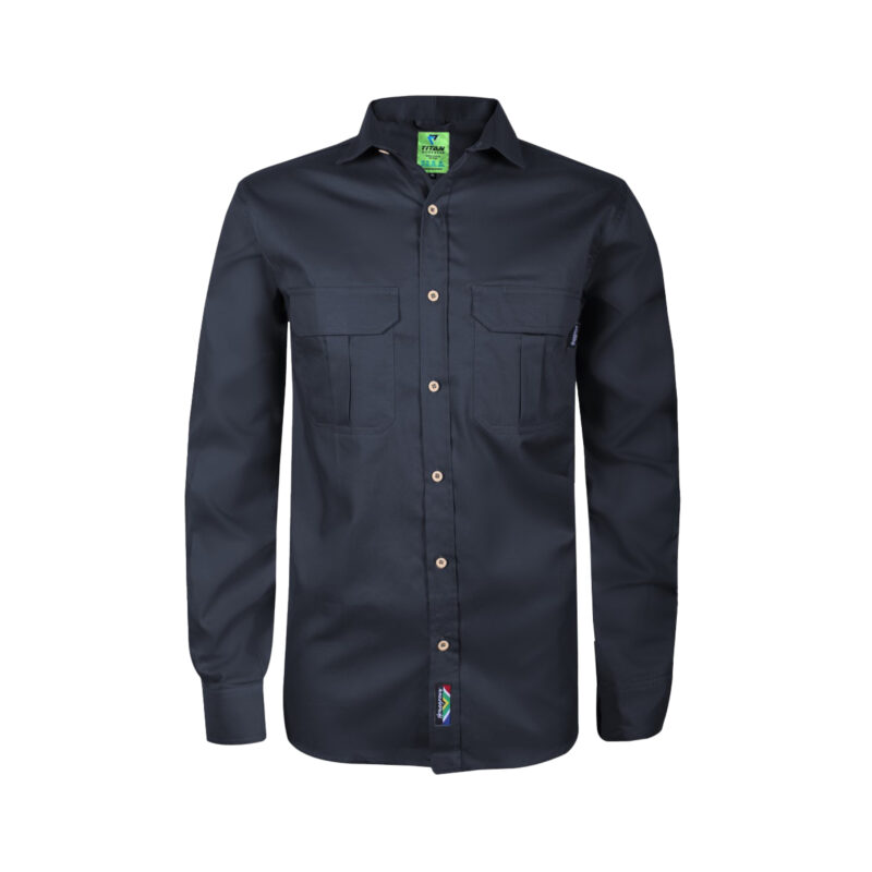 Titan Men's Homegrown Long Sleeve Bush Shirt Navy