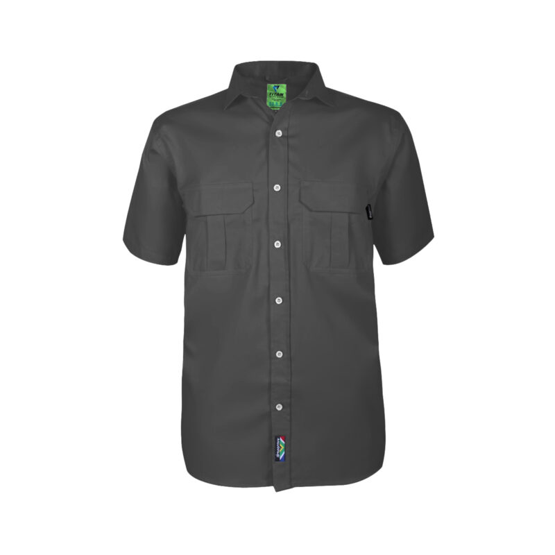 Titan Men's Homegrown Short Sleeve Bush Shirt Charcoal