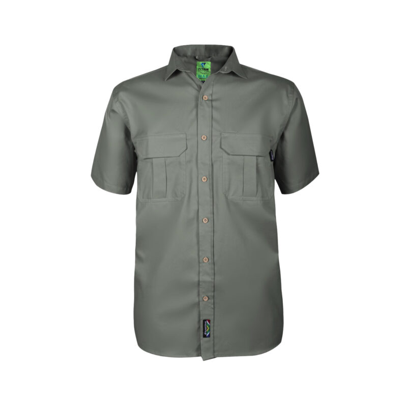 Titan Men's Homegrown Short Sleeve Bush Shirt Fatigue