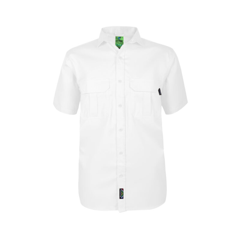 Titan Men's Homegrown Short Sleeve Bush Shirt White